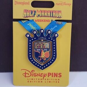 DISNEY runDisney 2025 Pin Disneyland Dumbo Double Dare 19.3 Miles with Ribbon